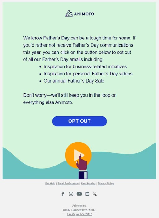 Animoto’s Father’s Day email