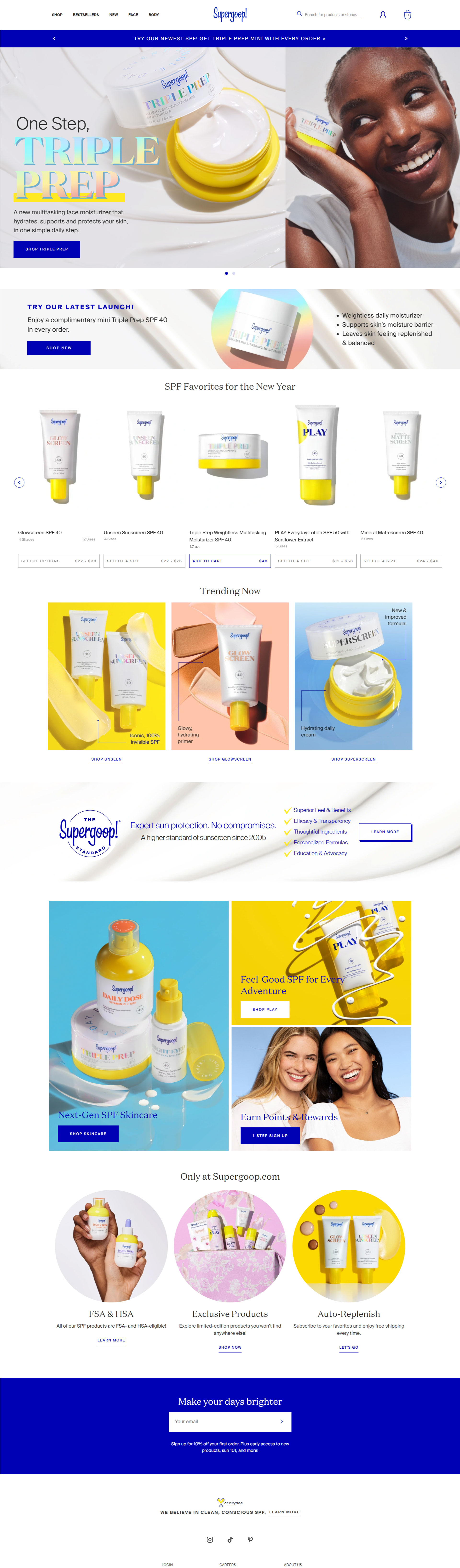 Supergoop’s email capture landing page