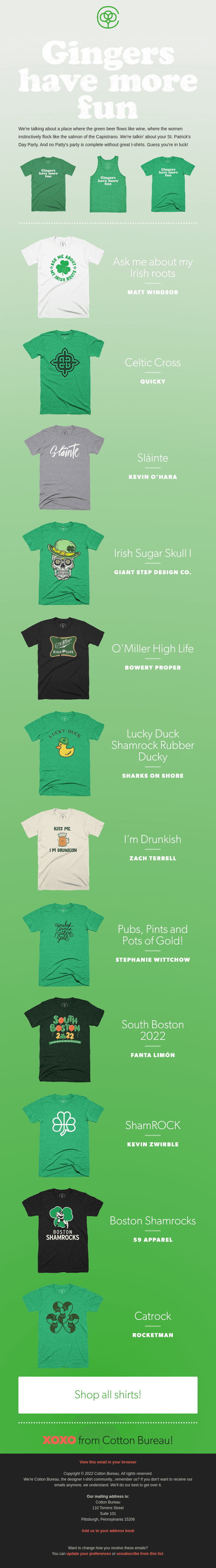 Cotton Bureau's St. Patrick’s Day email