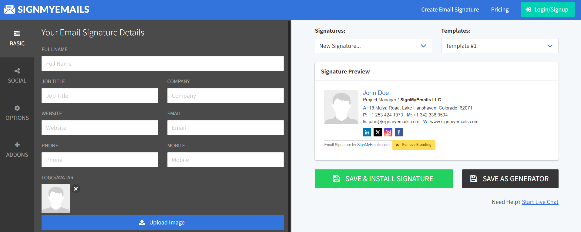 SignMyEmails HTML Email Generator Tool