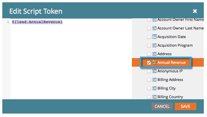 Token with script editor