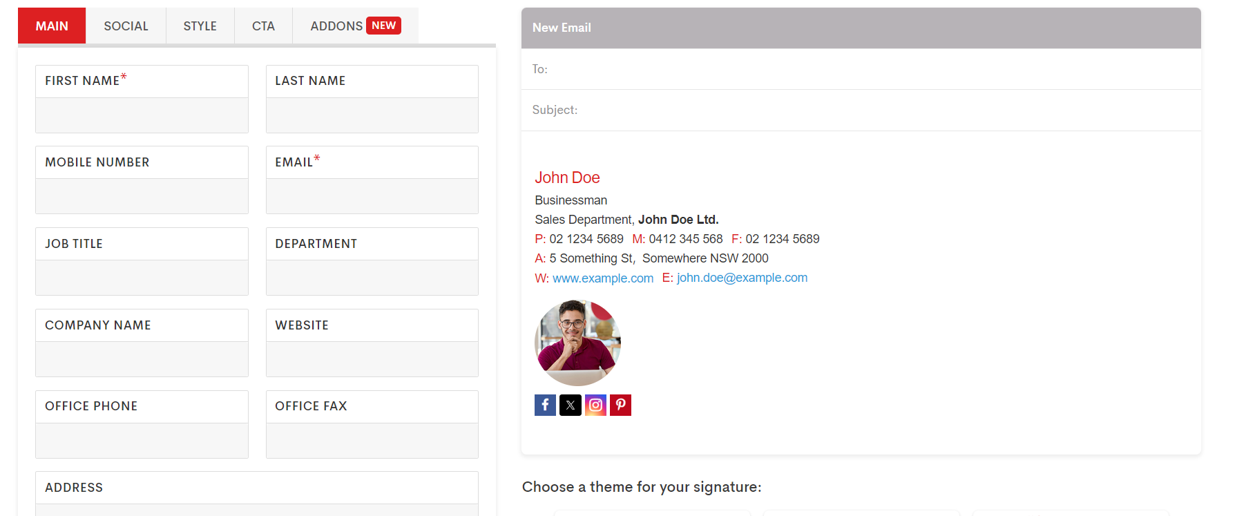 Designhill email signature generator