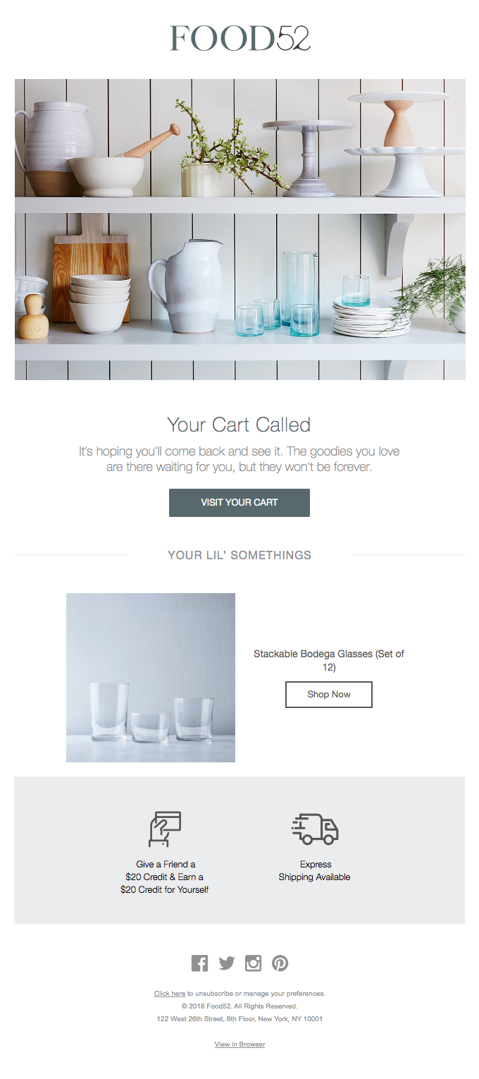 Food52-  cart abandonment email